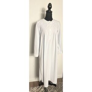 Miss Elaine Women's Blue Brushed Honeycomb Pointelle Knit Nightgown Medium